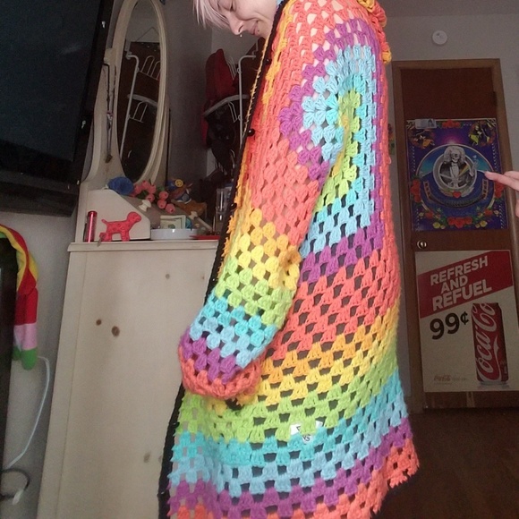Unif Meda Rainbow Crochet Cardigan 